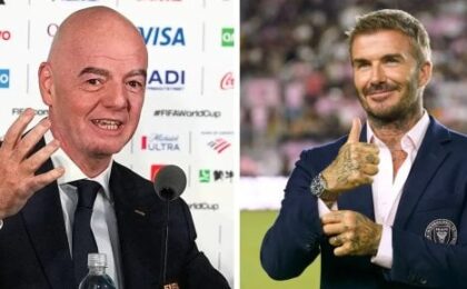 ديفيد بيكهام وجياني إنفانتينو في سياق الحديث عن رئاسة الفيفا