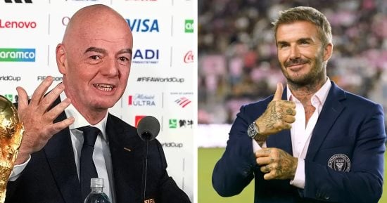 ديفيد بيكهام وجياني إنفانتينو في سياق الحديث عن رئاسة الفيفا